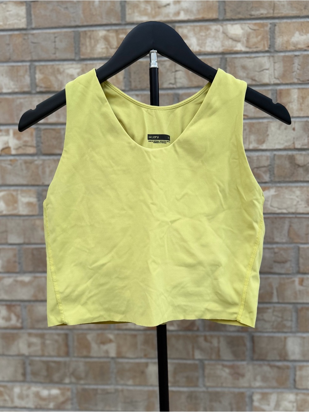 Janji Groundwork Long Bra Yellow Racerback Running Crop Top Size XL